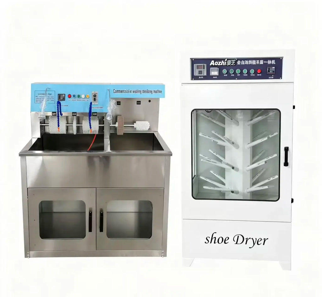 Commercial Shoe Washer Dryer with Dual Tanks and 20-Pair Capacity
