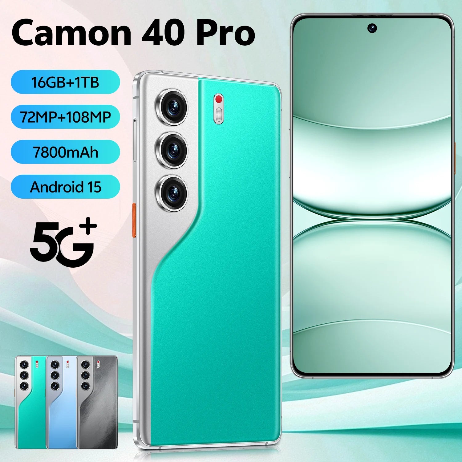 Global 5G Camon 40 Pro 108MP Rear Camera 16GB+1TB Dual SIM Mobile Phone with 4K Screen Resolution New Arrival 5G Smartphones - Tidesmit