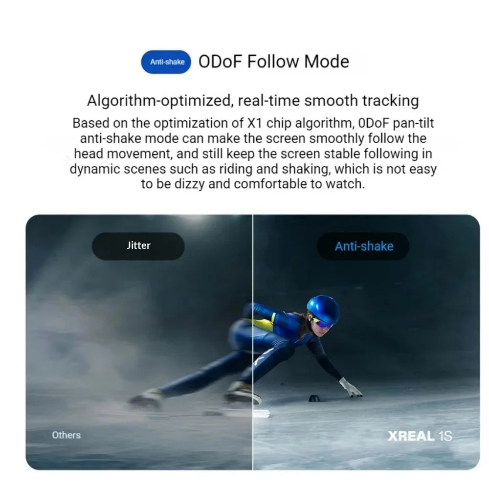 XREAL 1S Smart AR Glasses Native 2D to 3D Virtual Reality 3DoF Spatial Hover 500" Portable Giant Screen 52 FOV Movie Viewing