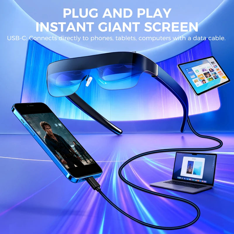 OEM Ar Glasses With Screen for External Display Large Viewing Eye Display Low Latency Sync Play Portable Visual Extension Tool