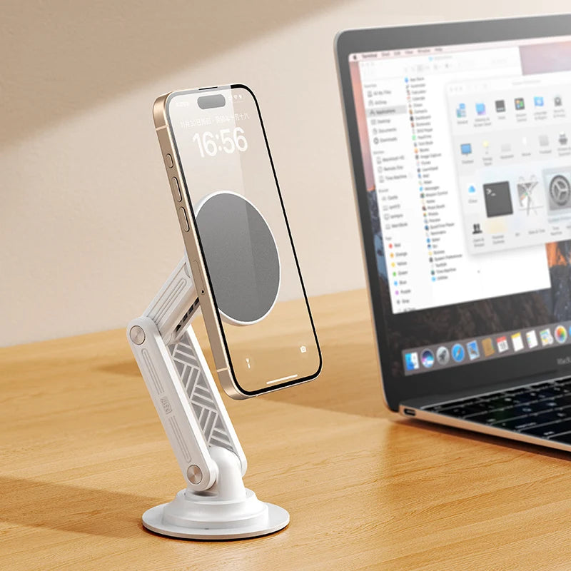 Feixiang X90 Ultra-Thin 7cm Foldable Magnetic Phone Mount - 360° Adjustable for Bathroom Vanity, ABS+Steel with 3M Adhesive Tidesmit