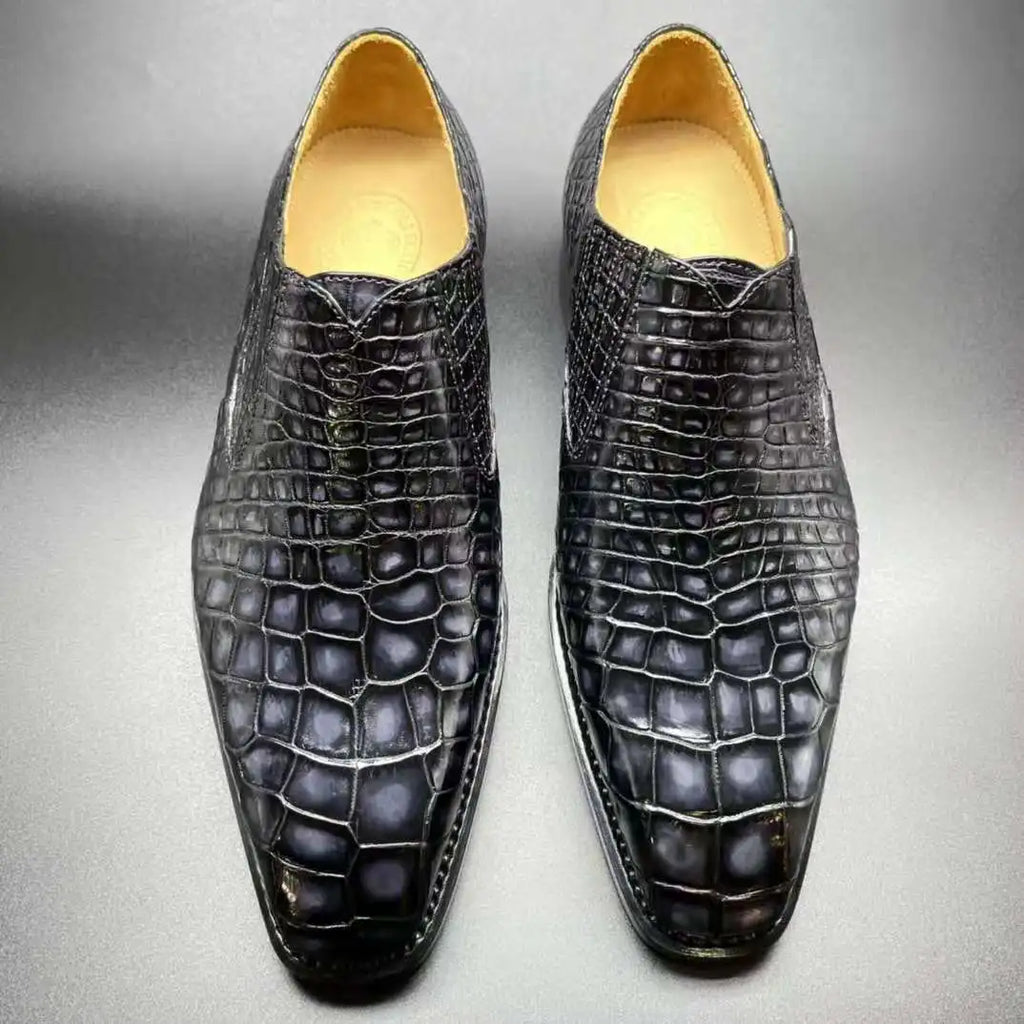 Luxury Alligator Skin Branded Shoes Men Slip-on Business Loafer Shoes for Men Pure Crocodile Leather Goodyear Men's Dress Shoes