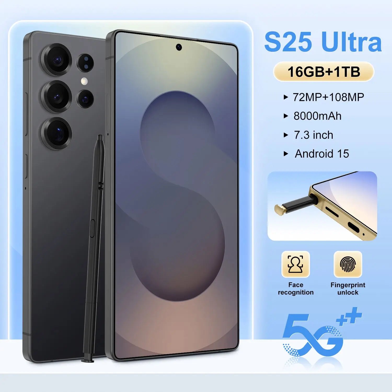 Tidesmit S25 Ultra 5G smartphone with 16GB RAM 1TB storage and large 6.9 inch 4K LED display global version