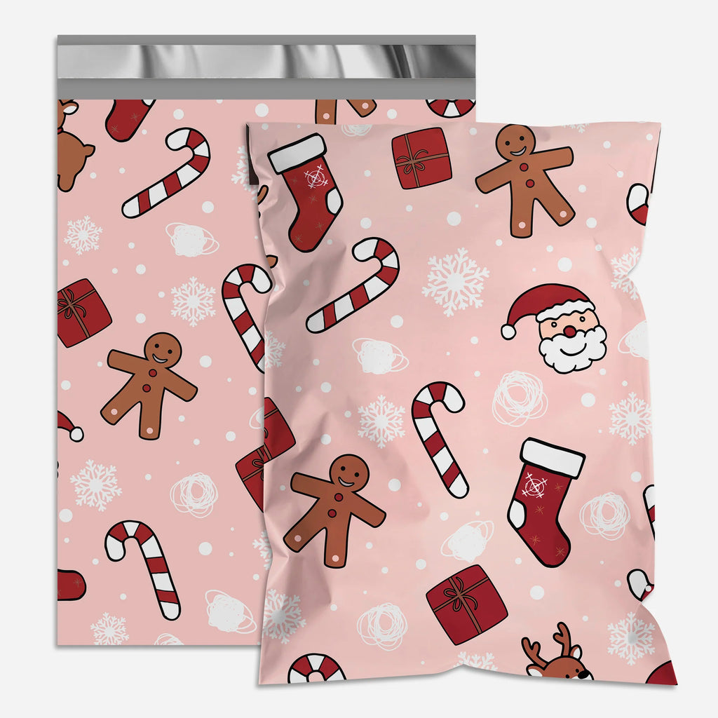 Poly Mailers 10*13 Inch 100Pack Pink Christmas Tree Shipping Bags, Thickness Waterproof and TearResistant Mailing Envelope