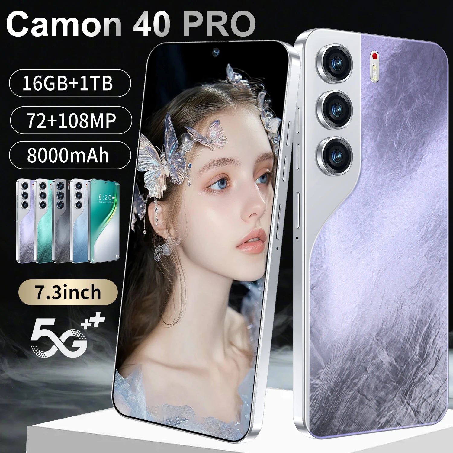 Hot Sale New Camon 40 Pro 16GB+1TB 7.3 Inch 5G Smart Phone QHD Original Unlocked Dual SIM Card Deca Core CDMA French Android 14 - Tidesmit