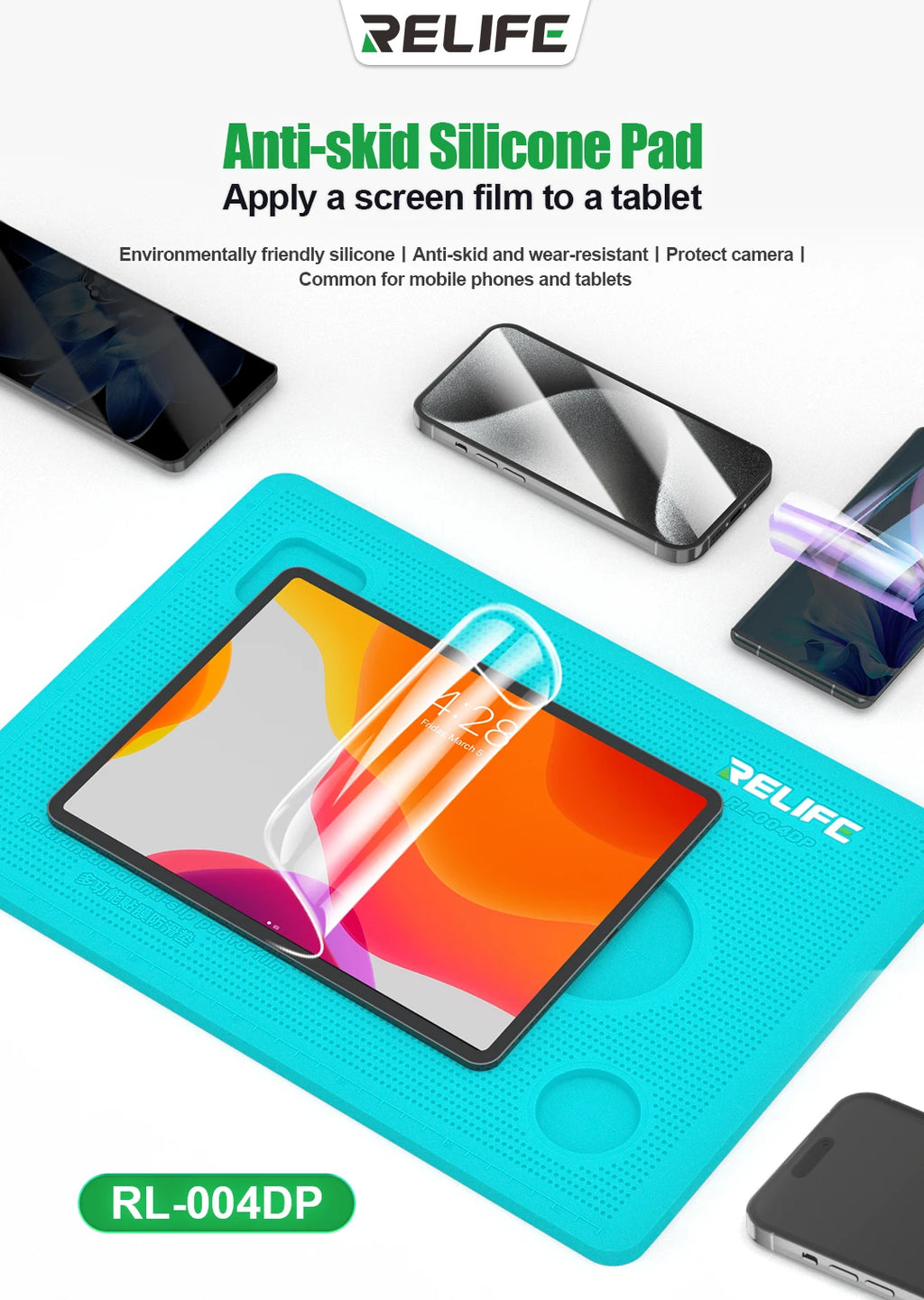 RELIFE RL-004DP Anti-Slip Silicone Screen Protector Card Slot Multifunctional Mobile Phone Camera Protection Film Mat DIY Grade Tidesmit