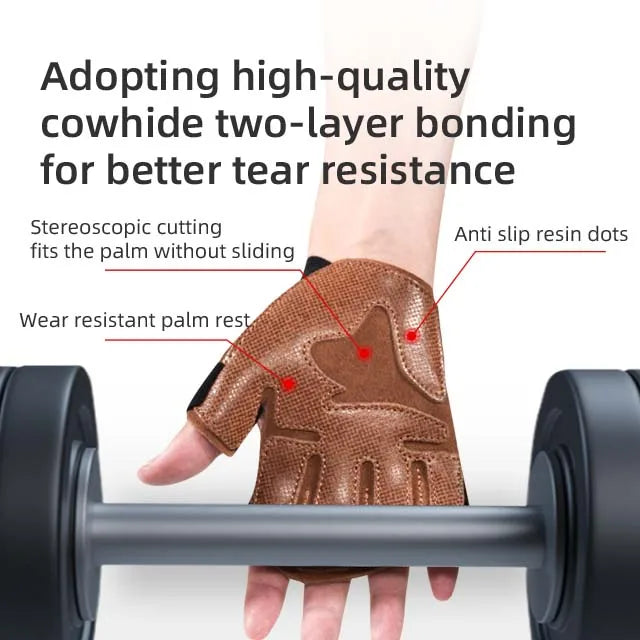 Anti slip Cowhide Fitness Gloves, Pull-up Horizontal bar Training, Anti Cocooning, Weight Lifting Protective Gloves Tidesmit