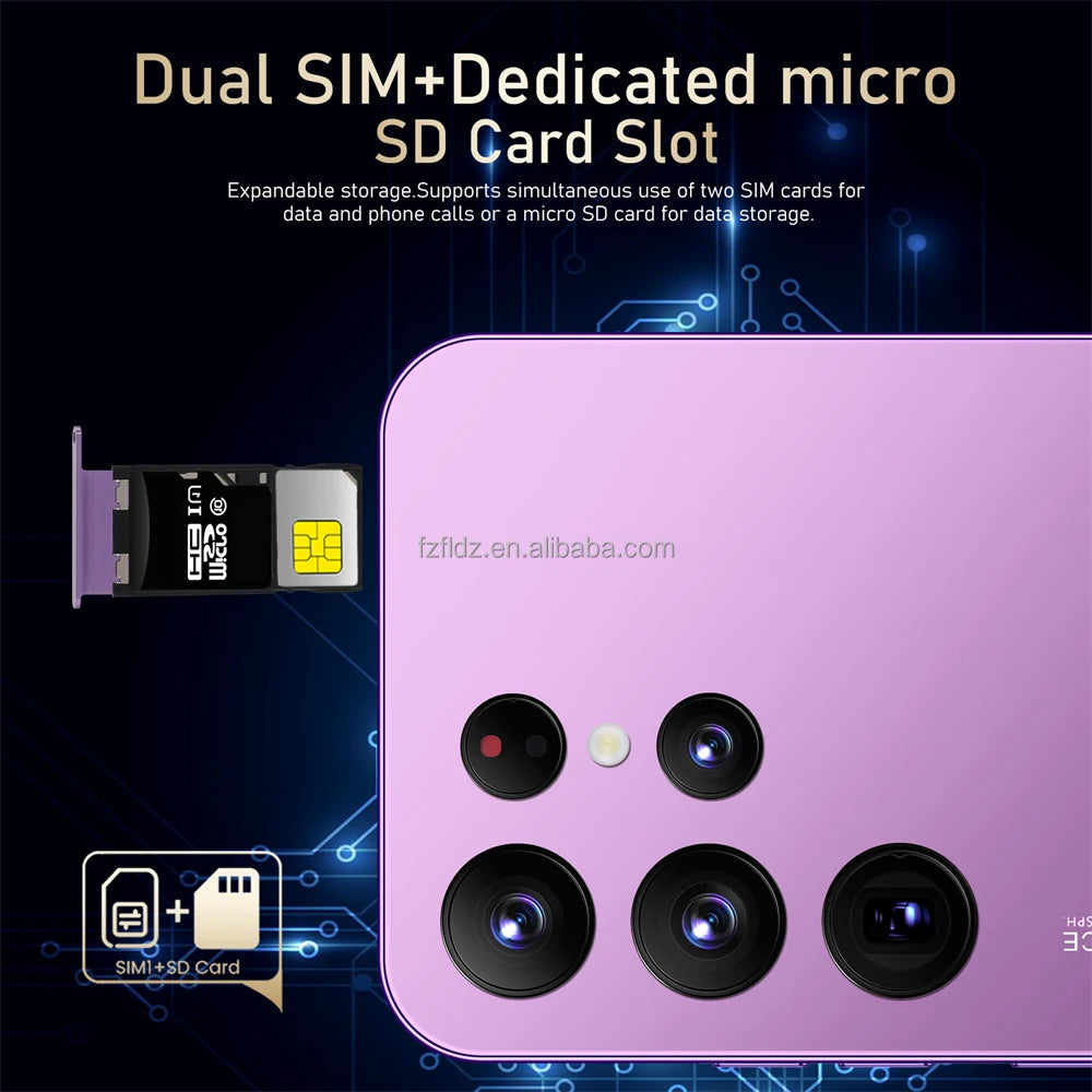Tidesmit S24 Ultra 5G smartphone with 7.3 inch HD screen, 16GB RAM, 1TB storage, and Android 13 in unlocked black.