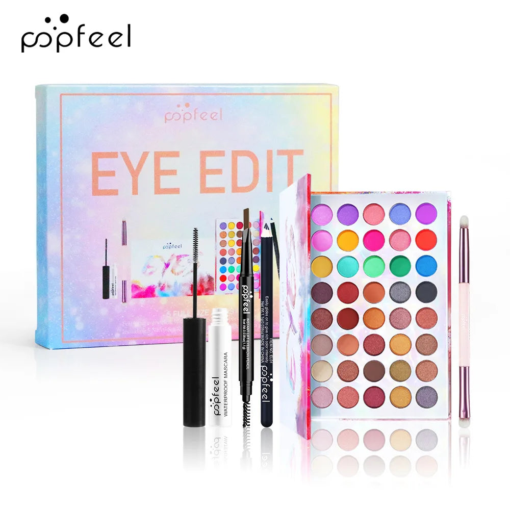 Wholesale Cheap and Good17 Styles Makeup Set Eyeshadow Lipstick Eyebrow Pencil Lip Gloss Makeup Brush Cosmetics Kit ALIBABA SET006B Tidesmit