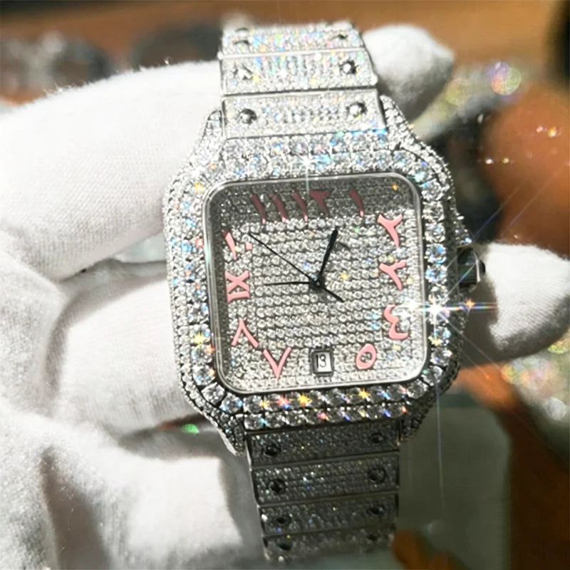 Wholesale Factory VVS Moissanite Diamond Watches Arabian Studded Wrist Iced Out Watch for Gift Hip Hop Iced Out Brand Watches