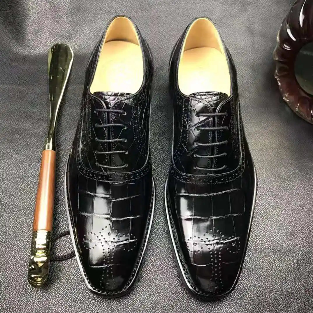 Goodyear Chic Alligator Shoes Men Original Chaussures Hommes Genuine Crocodile Leather Shoes for Men Comfortable Men's Shoes