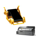 Thermal transfer ribbon cassette with black ink panel in yellow holder, for card printers