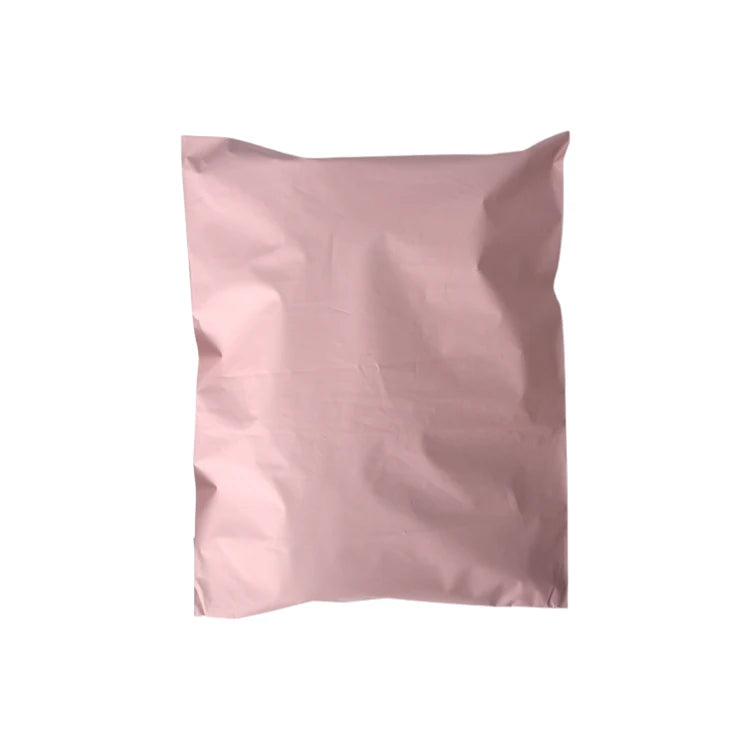 Waterproof poly mailer bag, light pink, sealed fold-over style for shipping clothes