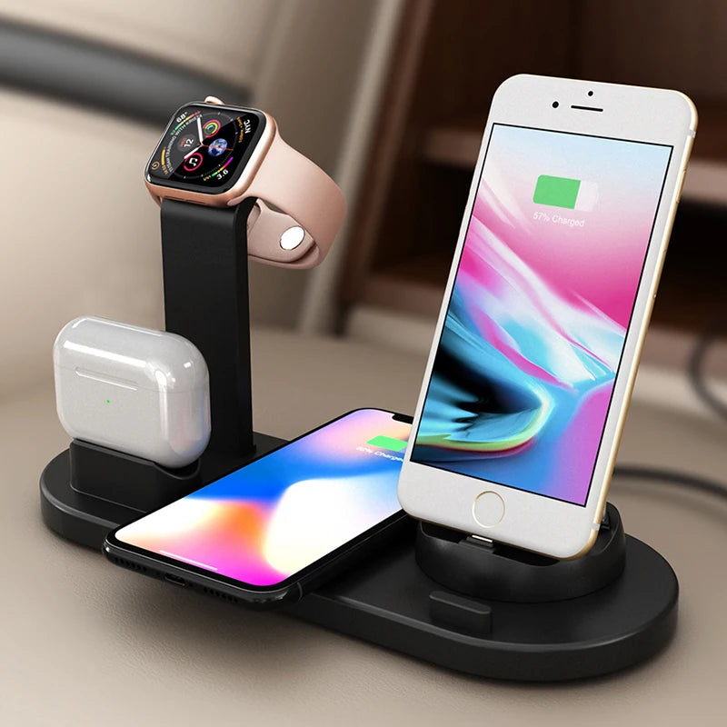 Multifunctional Desktop Dock Charger 4 in 1 Wireless Charger,15W Fast Wireless Charging Dock Station Phone Holder Chargers Tidesmit