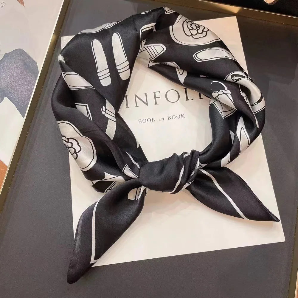 Fashion Foulard Luxury Brand Custom Digital Printing Square Silky Scarves Women 70X70Cm Bandana Scarf Foulard En Soie