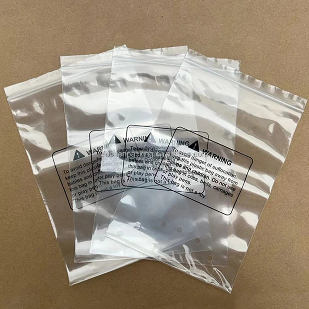 Wholesale Custom Packaging Clear PE Plastic Photo Frame Bags with Moisture-Proof Feature and Suffocation Warning
