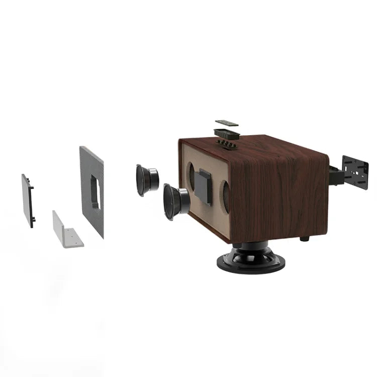 RHM K222 Wireless BT Karaoke Subwoofer Speaker Two Microphones Mini Design Wood Material DC Power Personal Remote Control Box My Store