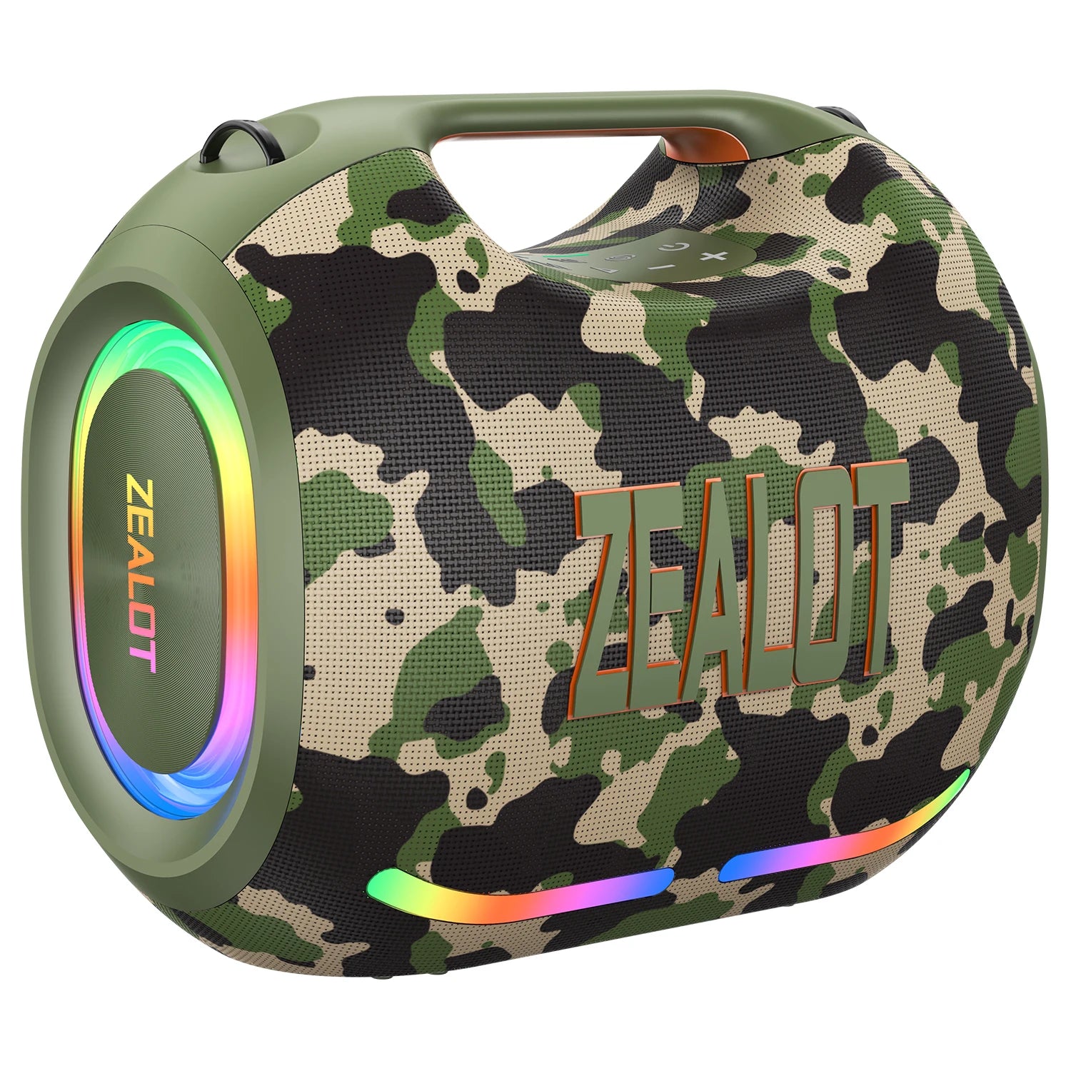 ZEALOT ZE01 120W Wireless Speakers with Subwoofer, IPX6 Waterproof RGB Light, Deep Bass, TWS/TF/AUX/EQ Outdoor for Party Beach Camouflage plastic 1.65''*2 My Store