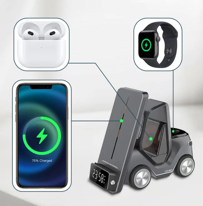 Multifunction 15W Wireless Charger 5 in One Fast Charger with Phone Watch and Headphones with Truck New Shape Tidesmit