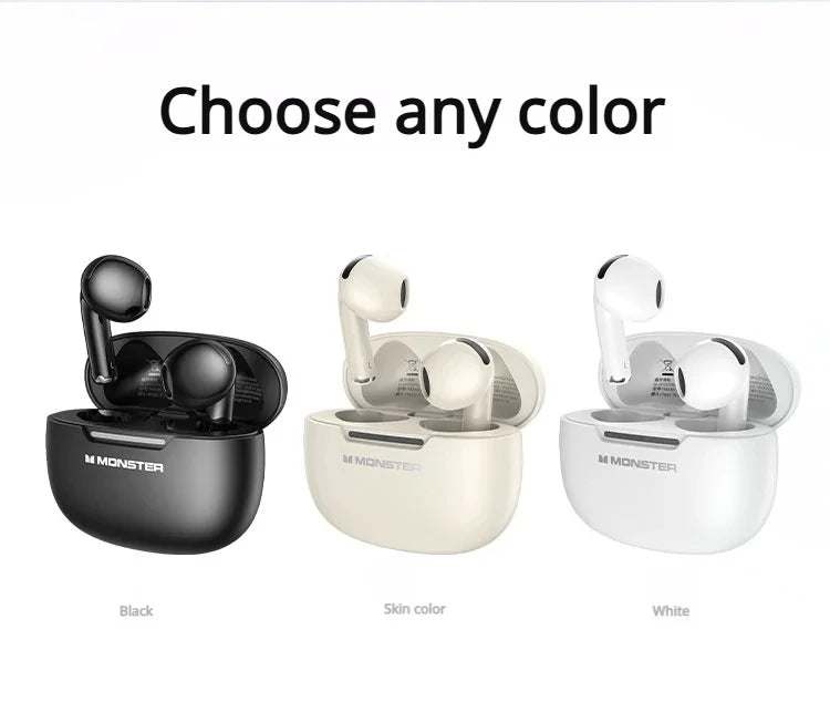 100%Original Monster N-Lite 208 Wireless Earbuds Bluetooth Earbuds Touch Control Headphones Bluetooth Wireless with 30H Playtime Tidesmit