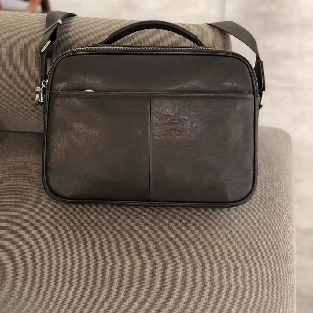 Vintage Top Layer Cowhide Messenger Bag Men Small Horizontal Shoulder Satchel iPad Crossbody Handbag Retro Business Daily Carry