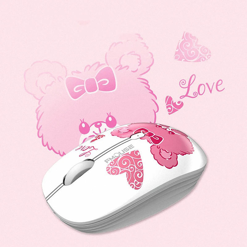 M101 Ergonomics Wireless Mouse 2.4G Cute Optical Cartoon Computer Silent Mice With USB Receiver for Laptop Kid Girl Gift Macbook