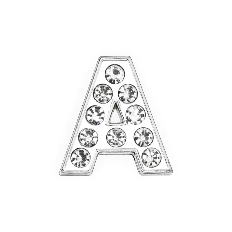 Rhinestone alphabet letter slide charm for 8mm DIY pet collars to create custom personalized dog name accessories.