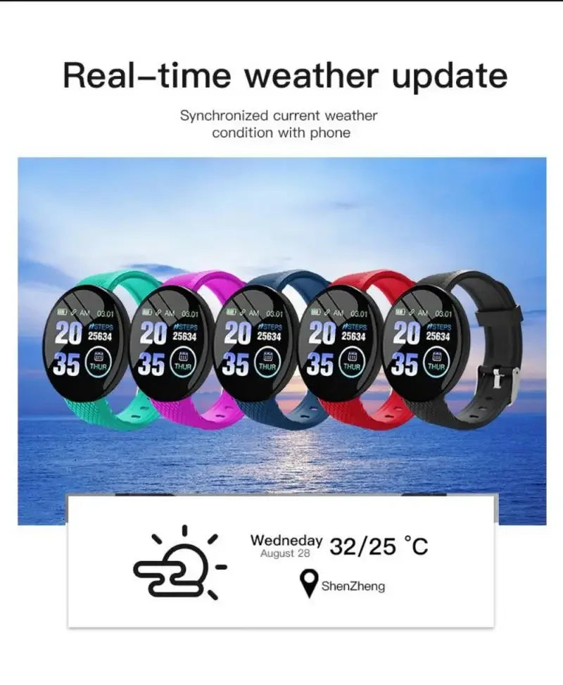 Reloj Intelligent Waterproof Upgraded SmartWatch D18 Blood Pressure Heart Rate Sleep Monitoring Fitness Tracker D18 Smart Watch - Tidesmit