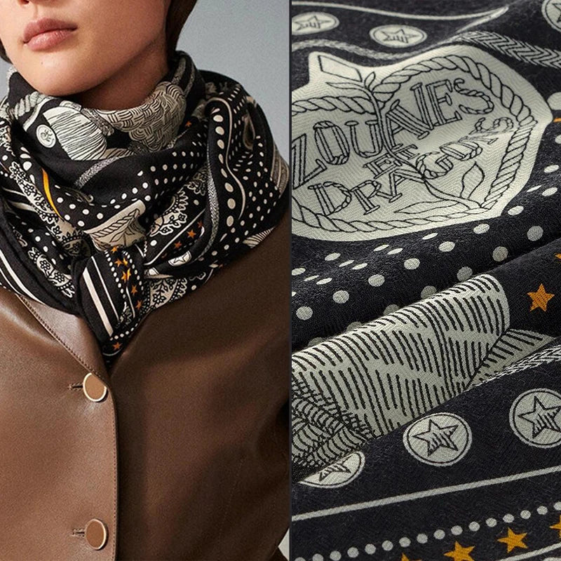 Luxurious 140x140cm Large Square Brand Cashmere Silk Scarf Gift for Elegant Individuals in Stock MOQ 1PC