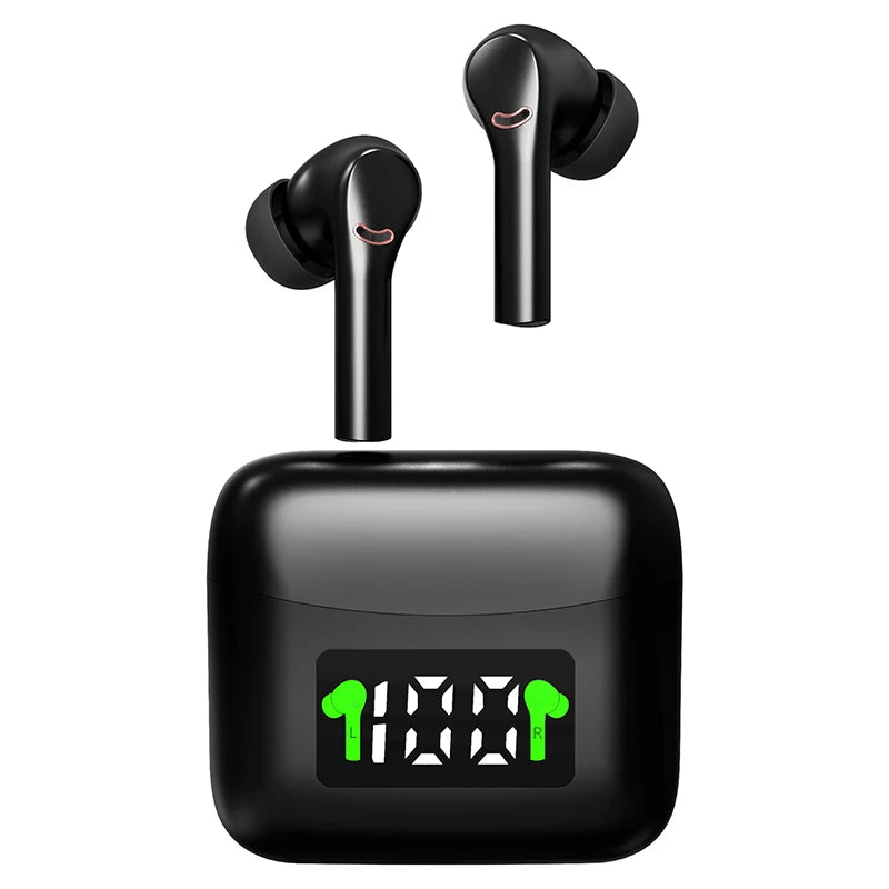 High Version 6 Hours Blue Tooth Mini Headphones J5 TWS 5.2 True Wireless Earbuds Earphone Sports Gaming Headset With LED Display Black Tidesmit