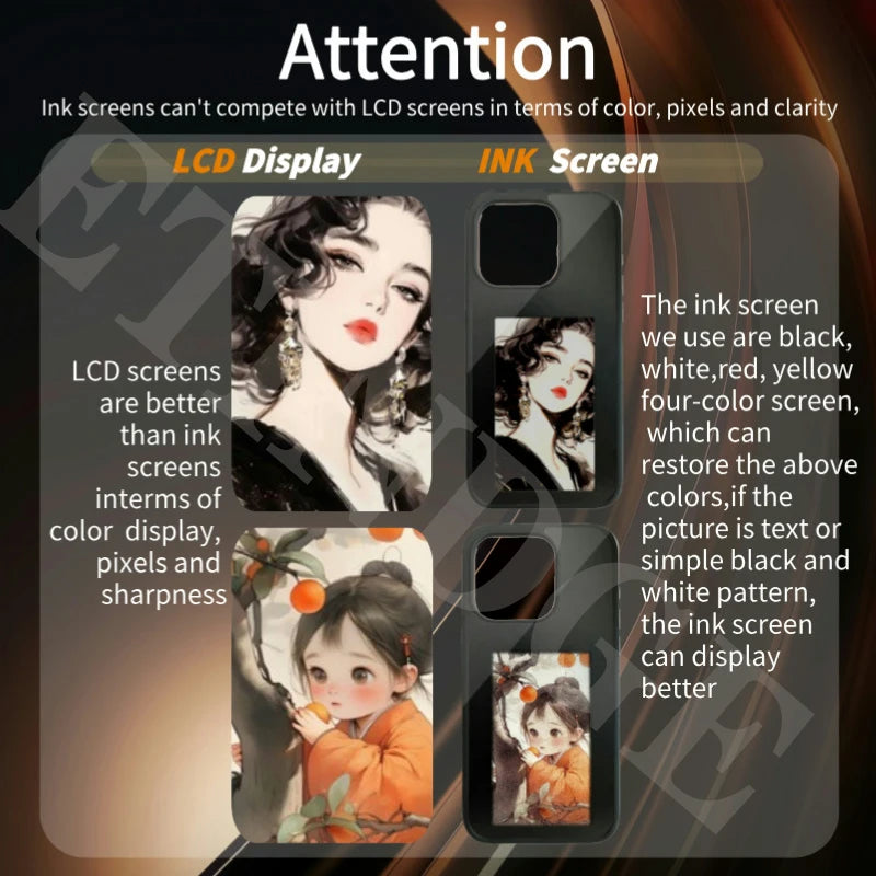 New Designer NFC Smart E Ink Screen Display Smart NFC Phone Cases for iPhone 13 14 15 Pro Max DIY Tidesmit