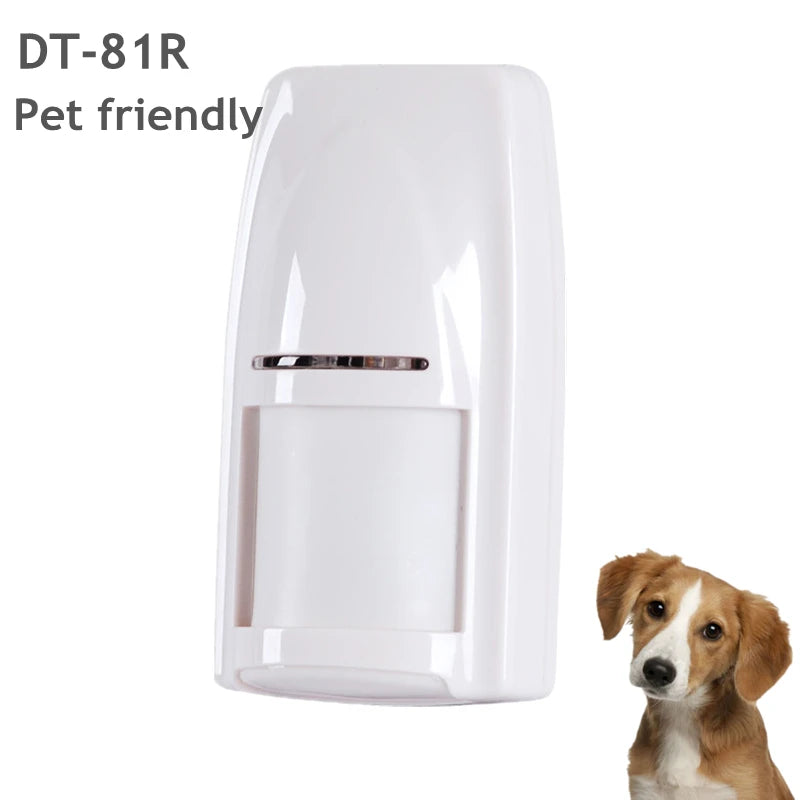 White DT-81R dual-tech pet-friendly PIR motion detector for home security alarms to prevent false pet triggers.