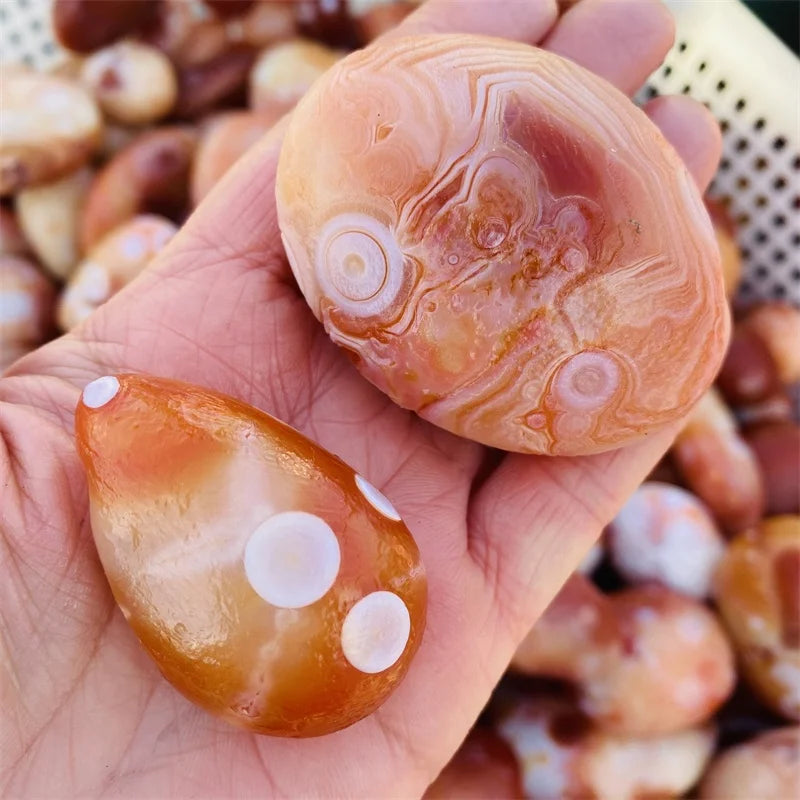 Wholesale Natural Healing Crystals rare Gobi Agate Tibet Heaven Eye Stone Red Agate Palm Stone