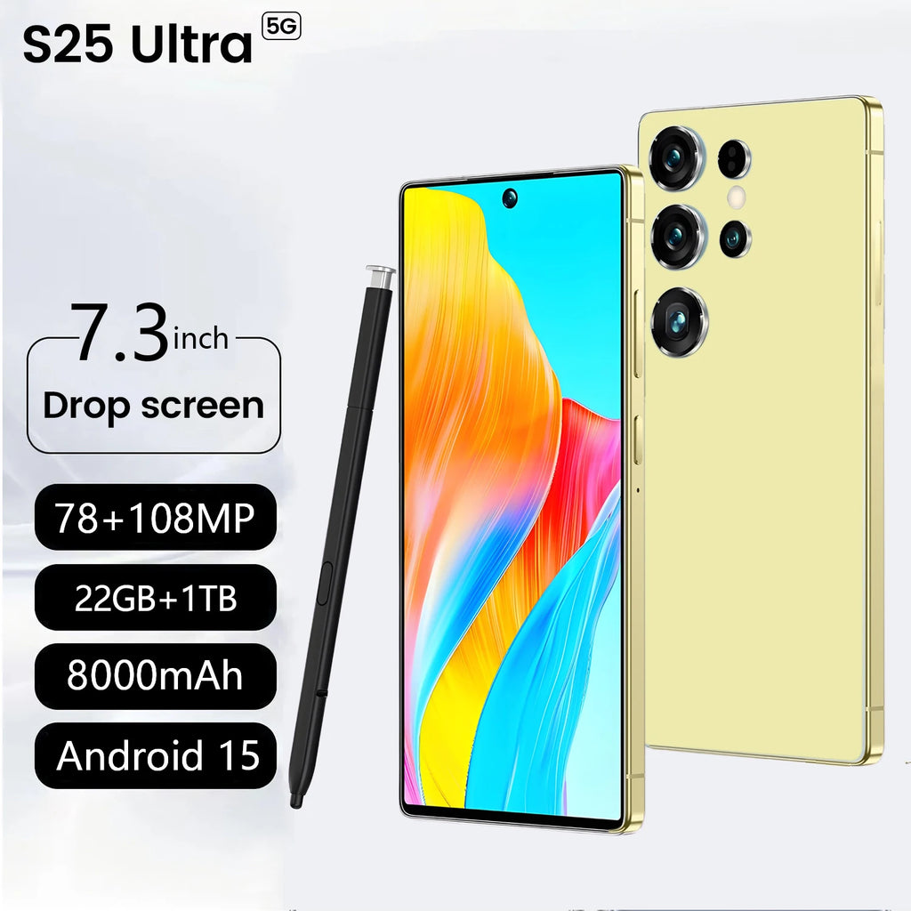 Real High Quality New S25 Ultra Full-Screen Gaming Smartphone Gaming Android 15 22+1TB S25 ULTRA Smart Phone Cellphones - Tidesmit