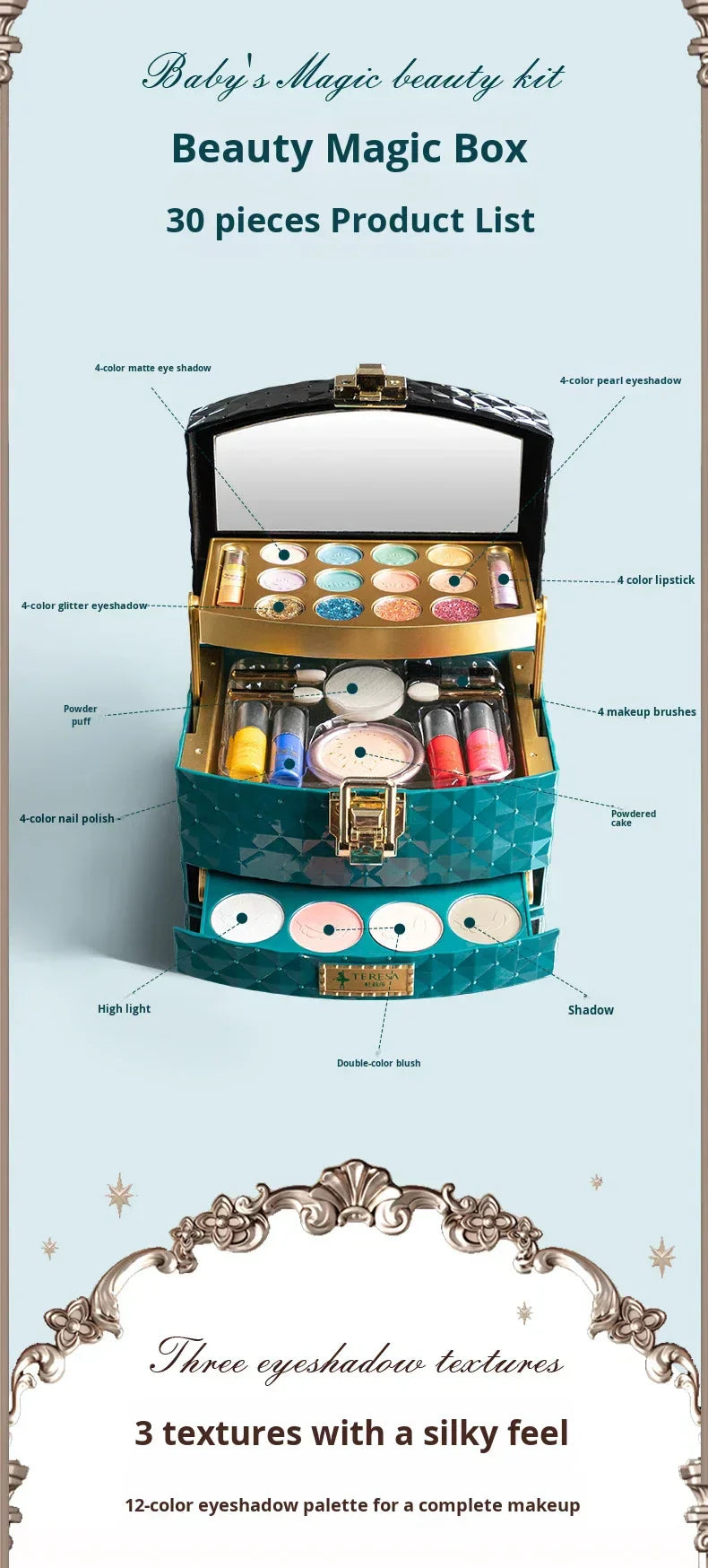 Dulisa Children's Cosmetics Set with Cream Makeup for Girls & Baby Girls Princess Pretend Play Simulated Dressing Table Gift ALIBABA Tidesmit