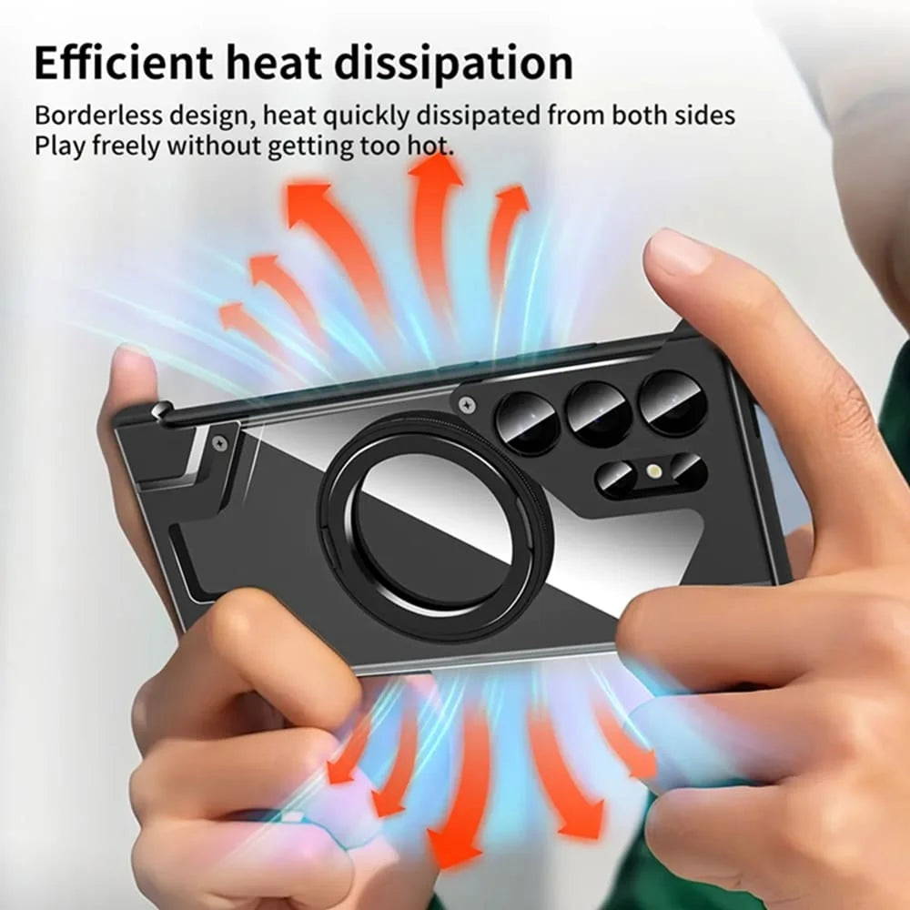 2025 Case Para for iPhone Luxury Metal Phone Case S24 Ultra Cover High Quality Rotating Bracket Magnetic Transparent Cover Tidesmit