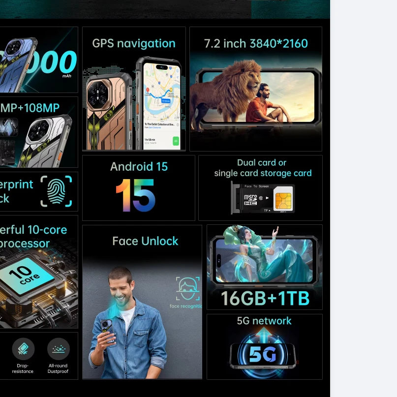 Tidesmit X27 smartphone with ultraintelligent voice control and seamless 5G connectivity in sleek black finish.