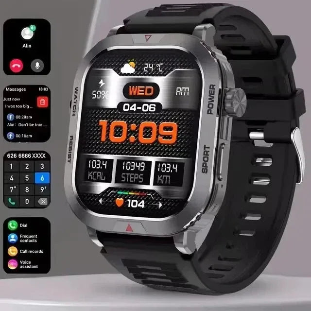 2025 New Outdoor Sport Smartwatch ZW66 2.01 Square Screen 300mAh Battery Health Heart Rate Monitoring Waterproof iOS Compatible - Tidesmit