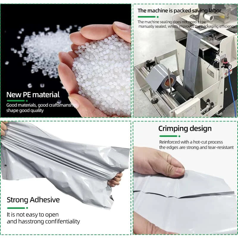 Pre-opened auto bag material close-up with sealed seam and protective film