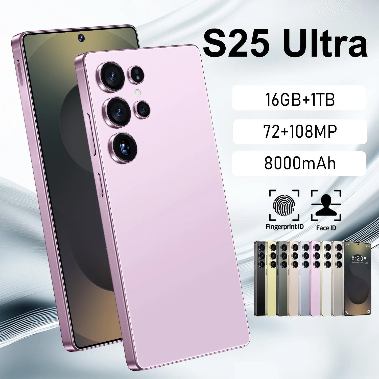 Tidesmit S25 Ultra 2025 smartphone with 108MP camera, 22GB RAM, 1TB storage, and 7.3-inch gaming display.