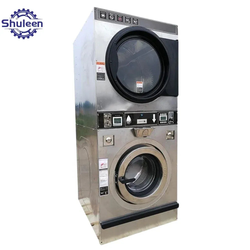 Commercial Coin-Operated Stack Washer and Dryer Machine