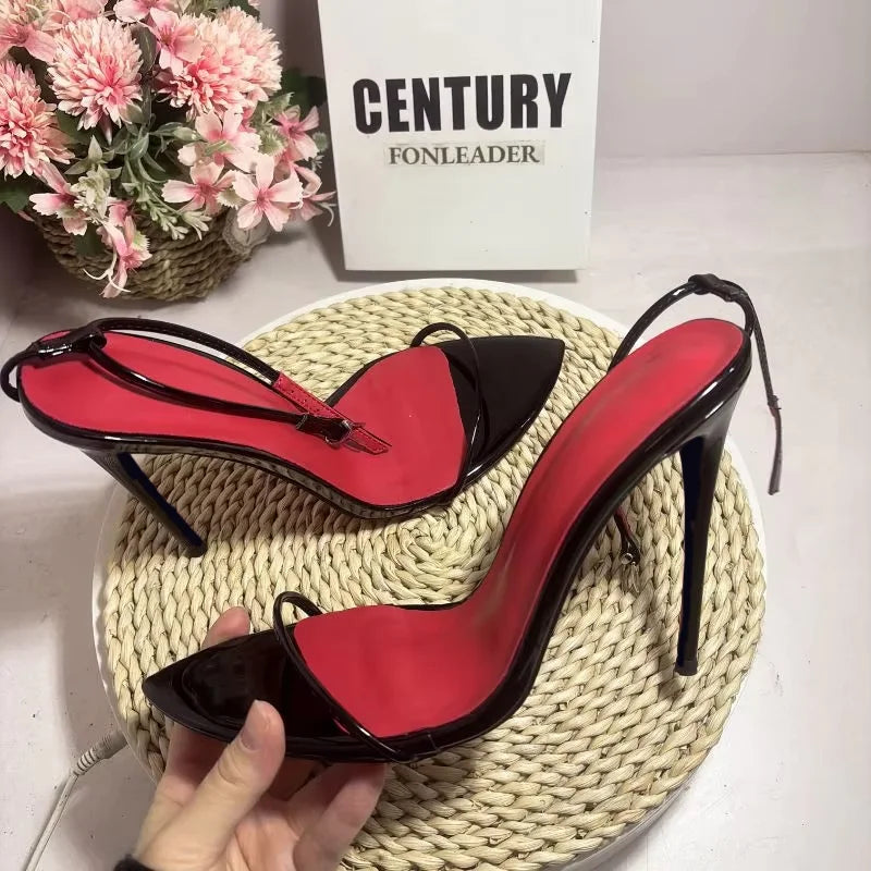 10CM 12CM New Fashion Designer Red Insole Bottom Talons Pour Dames Sexy Stiletto Thin Trendy Shoes High Sandal Heels for Women