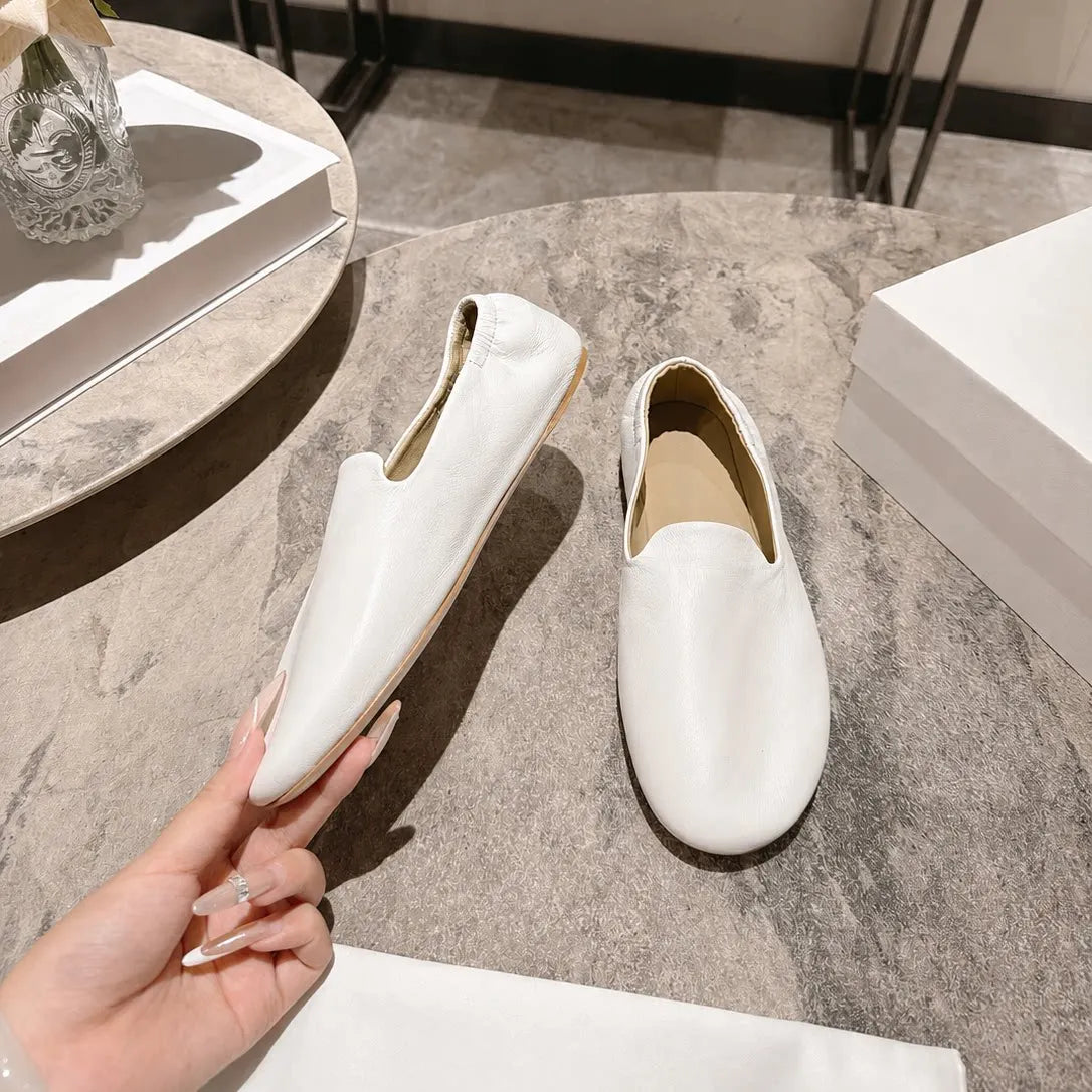 TOMONYE TY-L26 Minimalist Soft Leather Loafers, Comfortable Unstructured Flats for Women, Sexy Round Toe Glove Shoes