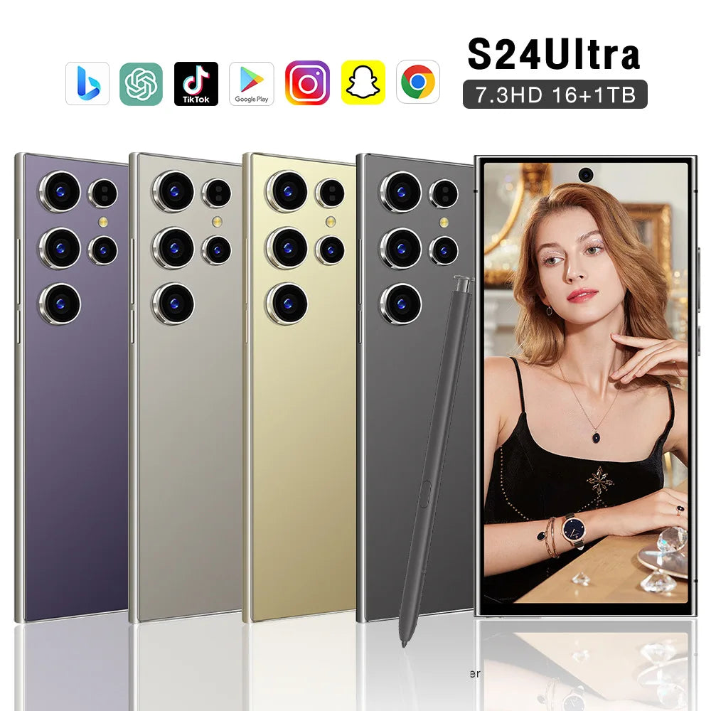 Highly Recommend 16+1TB Galax S24 Ultra Smart Phone 7.3inch Telephone Unlock S-Pen 4G WIFI Android S23 S24 Mobile Phones - Tidesmit
