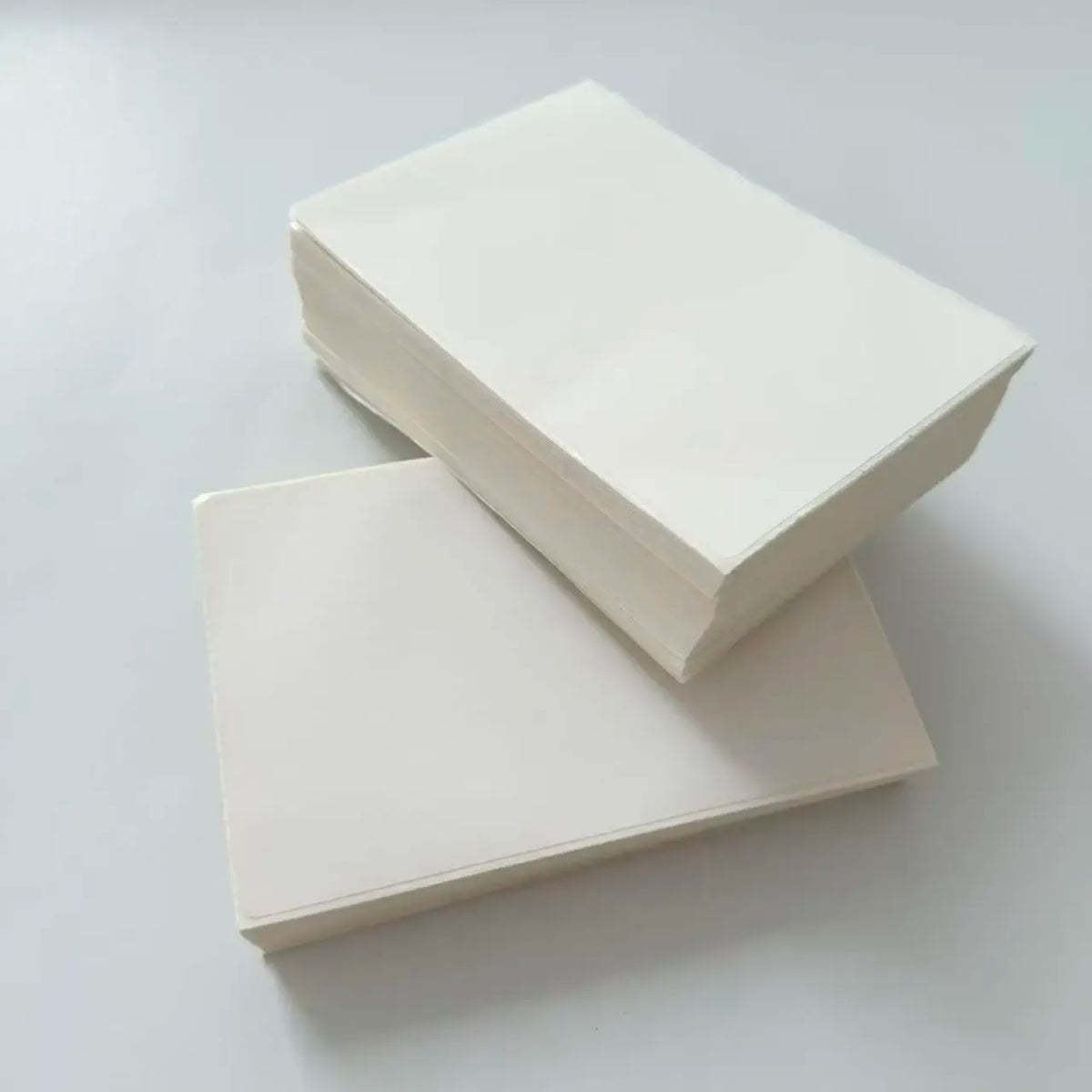 White thermal shipping label sheets, rectangular stack
