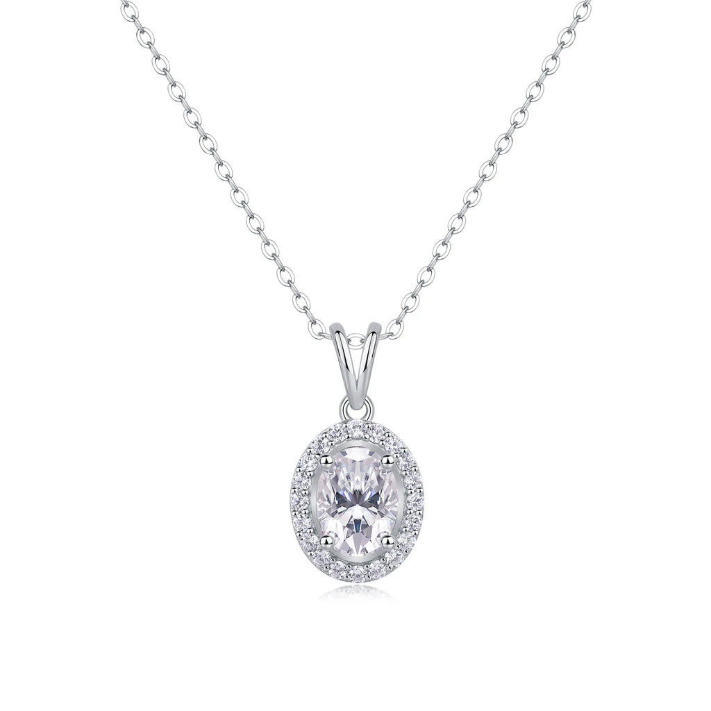 Timeless Oval Cut Moissanite Pendant Necklace 925 Silver Everyday Fine Jewelry Moissanite Necklace