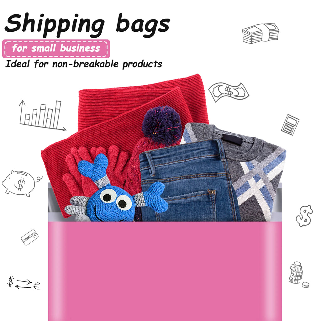 2-Day Shipping 5-Day Delivery 10x13 Inch 100 Pieces Pink Courier Bag Thick Durable Self-Sealing Strong Bonded Shipping Bag