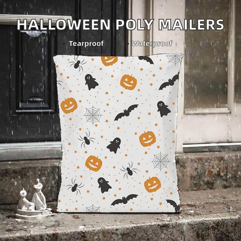 Halloween Printed for Mailing Bags 12x15.5 Inch 50 Pcs Waterproof Tear-Resistant Self-Seal for Clothing & Shoes Packaging