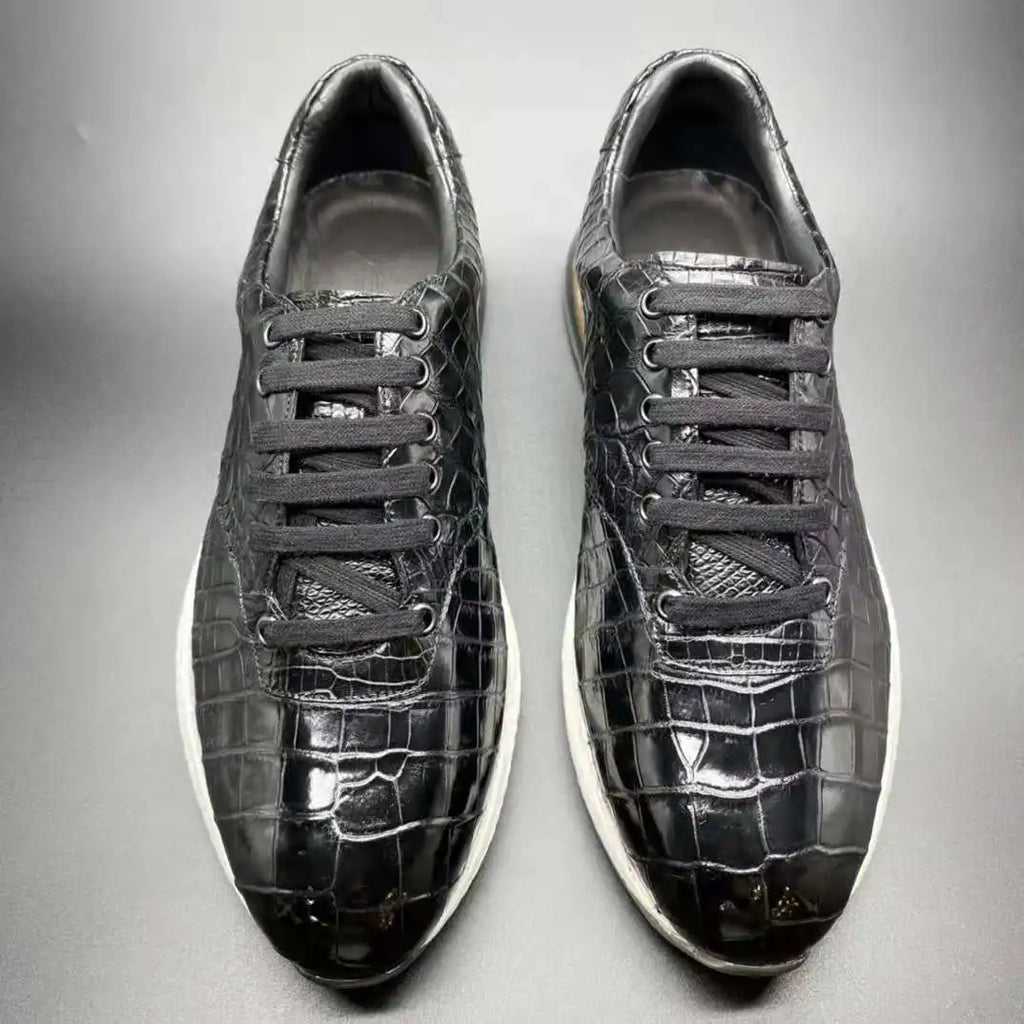 Goodyear Welt Custom Shoes Men Genuine crocodile Leather Popular Outdoor Sneakers Running alligator Skin Sports Men's Shoes