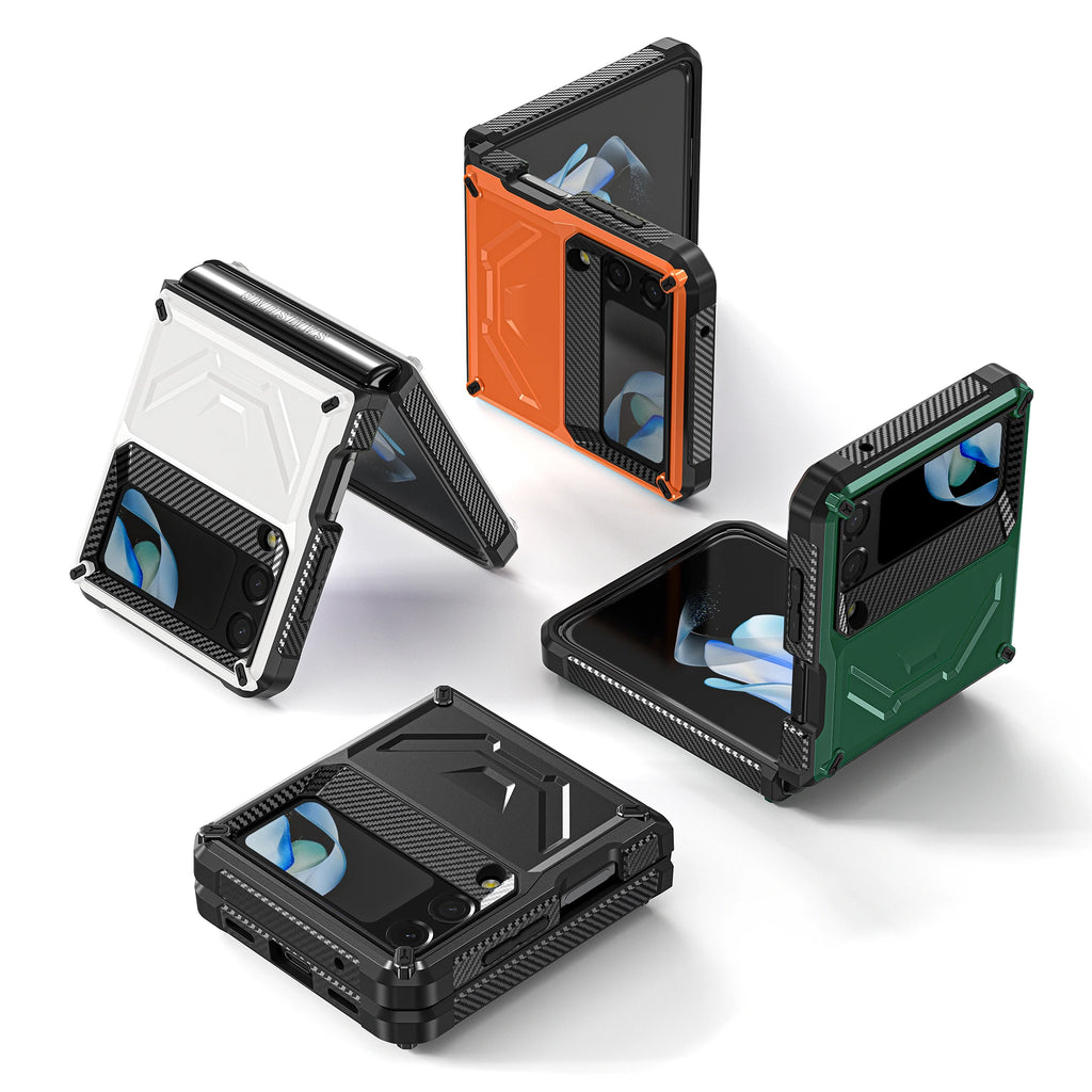 Galaxy Z Flip 4 SM F721 Luxury 6.7 Inch TPU 5G Case Cover PC Screen Protector Shockproof Black Mobile Phone Tidesmit